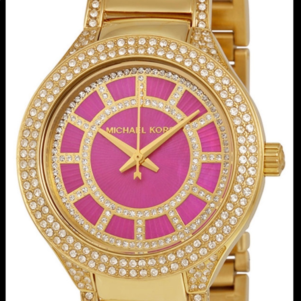 Michael Kors Mini Kerry Gold Tone Fuchsia Watch